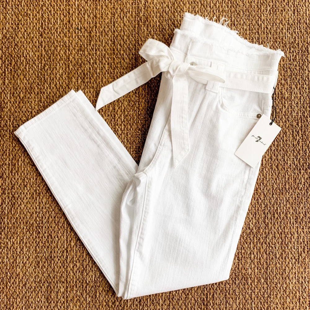 7 For All Mankind Paperbag White Jeans - Picture 3 of 8